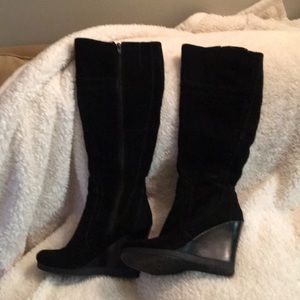 Nine West Suede Tall Knee High Boot in Black